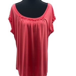 Liz Claiborne (Liz Wear)Pink Short Sleeve Ruched Blouse